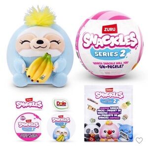 Snackles Series 2 Blue Sloth Plush mystery- set of 3